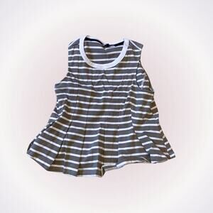 Anthropologie Gray and White Striped Peplum Tank Top | Sz M